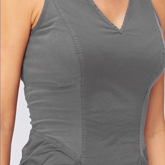 XCVI Cotton Stretch Gray Vneck Women’s Dress - Picture 3 of 7